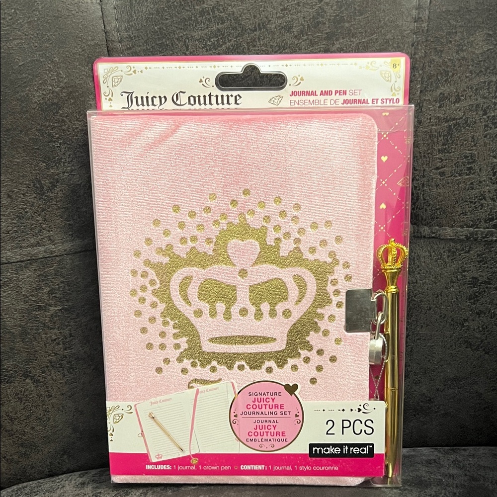 Juicy Couture Pink and Gold Crown Journal Set